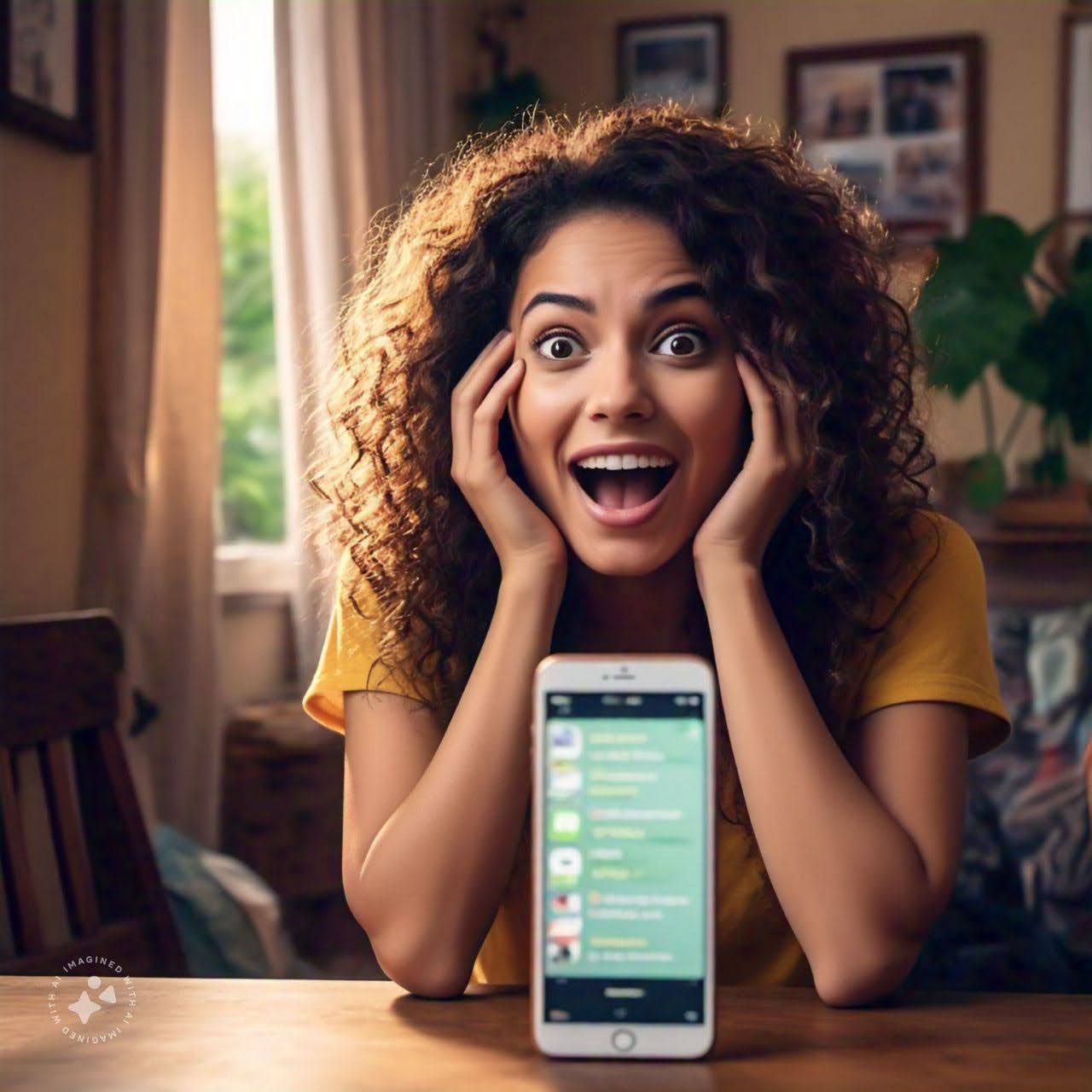 Foto de uma mulher impressionada com o maturador